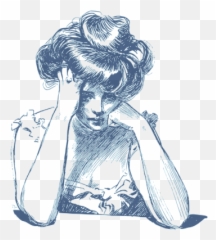 Worried Retro Woman - Gibson Girl Art Emoji