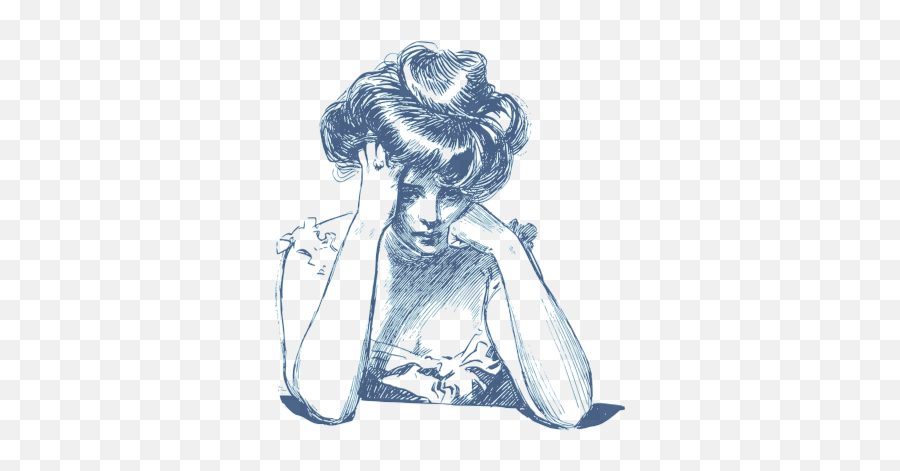 Worried Retro Woman - Gibson Girl Art Emoji,Party Emoji Transparent Background
