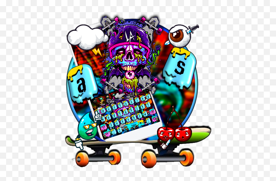 Supreme Skull Graffiti Skateboard Keyboard Theme 10001002 - Supreme Skull Graffiti Skatebord Emoji,Skateboard Emoji
