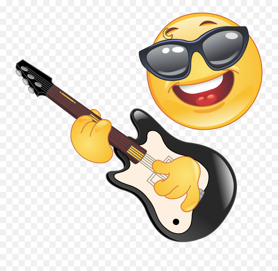 Guitar Playing Emoji Decal - Rockstar Clipart,Emoji Guitar