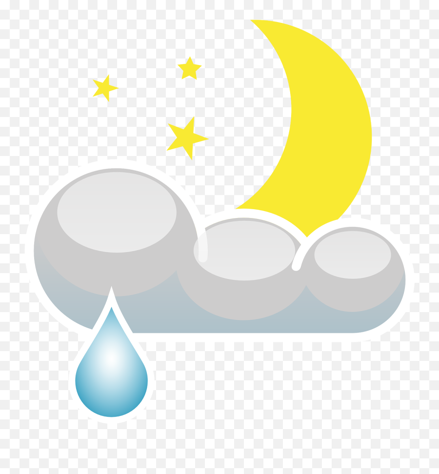 Moon Stars Night Cloudy Rainy - Rain Night Clipart Emoji,Rock Star Emoji