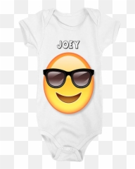 Sunglasses Emoji Customised Baby Grow - Smiley,Emoji With Sunglasses