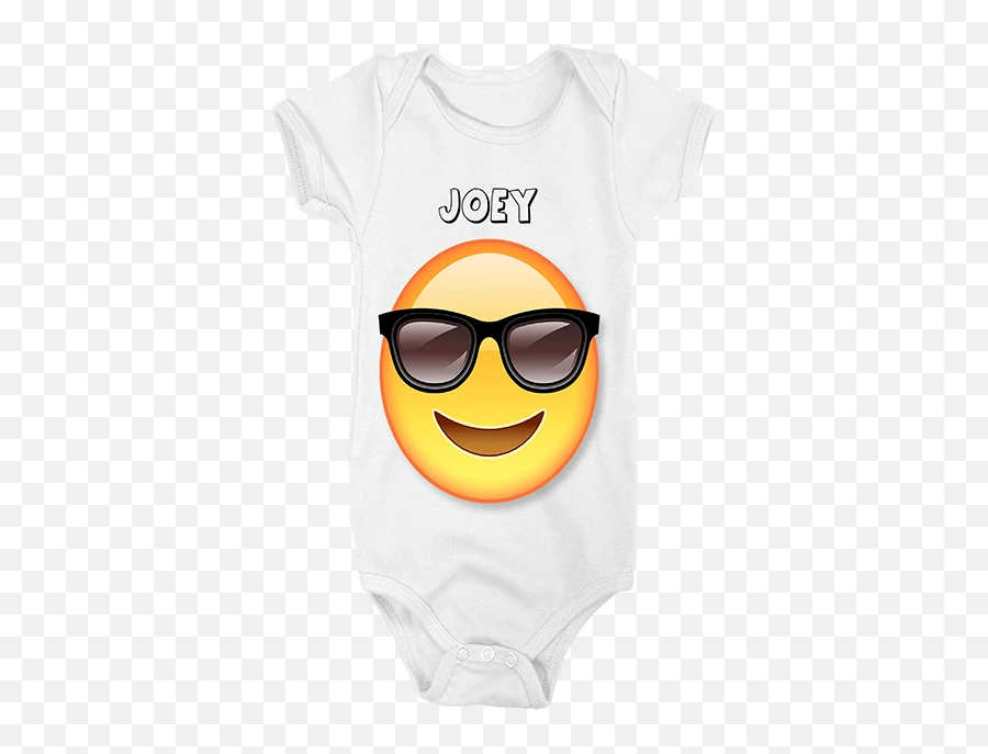 Sunglasses Emoji Customised Baby Grow - Smiley,Emoji With Sunglasses
