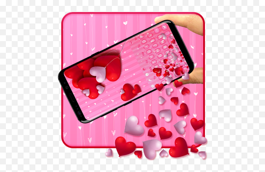 Download Gravity Hearts Keyboard Theme - Telephony Emoji,Floating Hearts Emoji