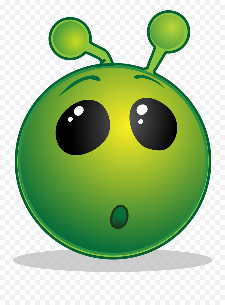 Smiley Green Wow Alien Free Vector Graphics - Alien Wow Emoji,Thinking Emoticon
