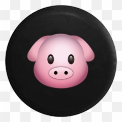 Cute Pink Pig Text Emoji Jeep Camper Spare Tire Cover Custom Size - Domestic Pig,Pig Emoji