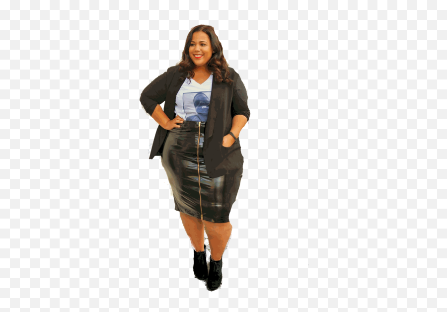 Woman In Black Leather Skirt Png Official Psds - Plus Size Leather Skirt Outfit Emoji,Black Emoji Skirt