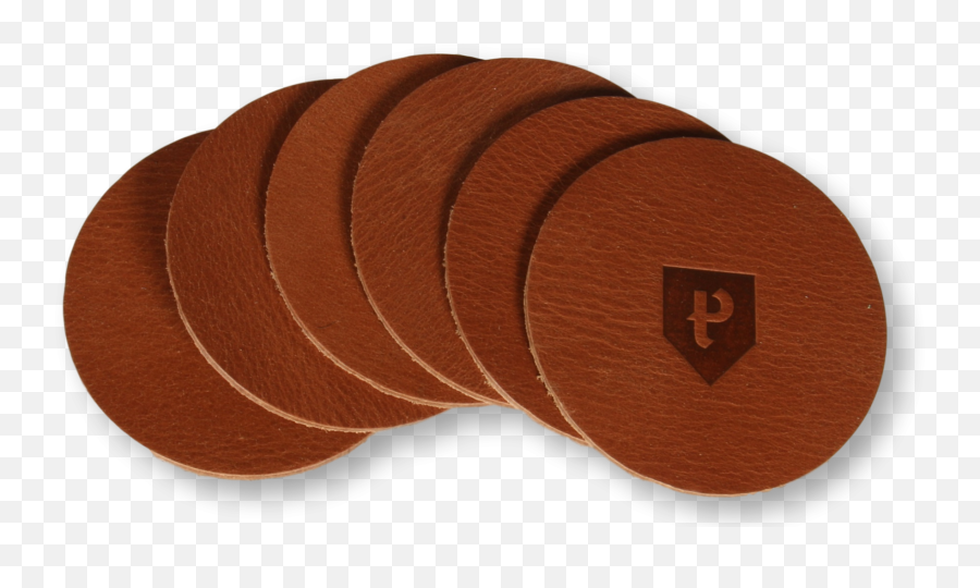 Round Coasters Home Leather Set Of 6 Cognac - Decovrycom Solid Emoji,Pinky Swear Emoji