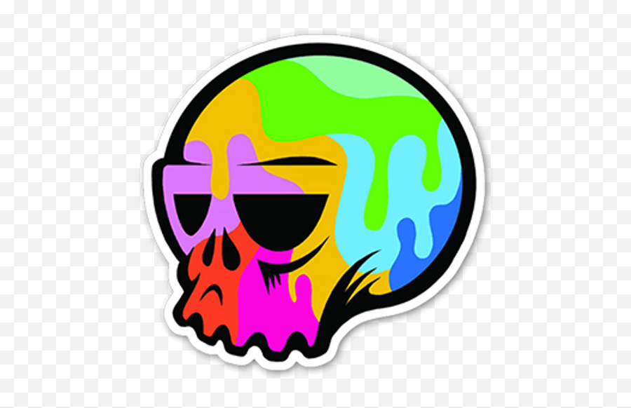Colorful Skull Sticker - Pop Art Sticker Png Emoji,Turtle Skull Emoji