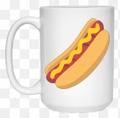 Hot Dog Emoji Bbq Emoticon Wiener Bun Sausage 15 Oz - Cartoon Hot Dog Png,Stoned Emoji