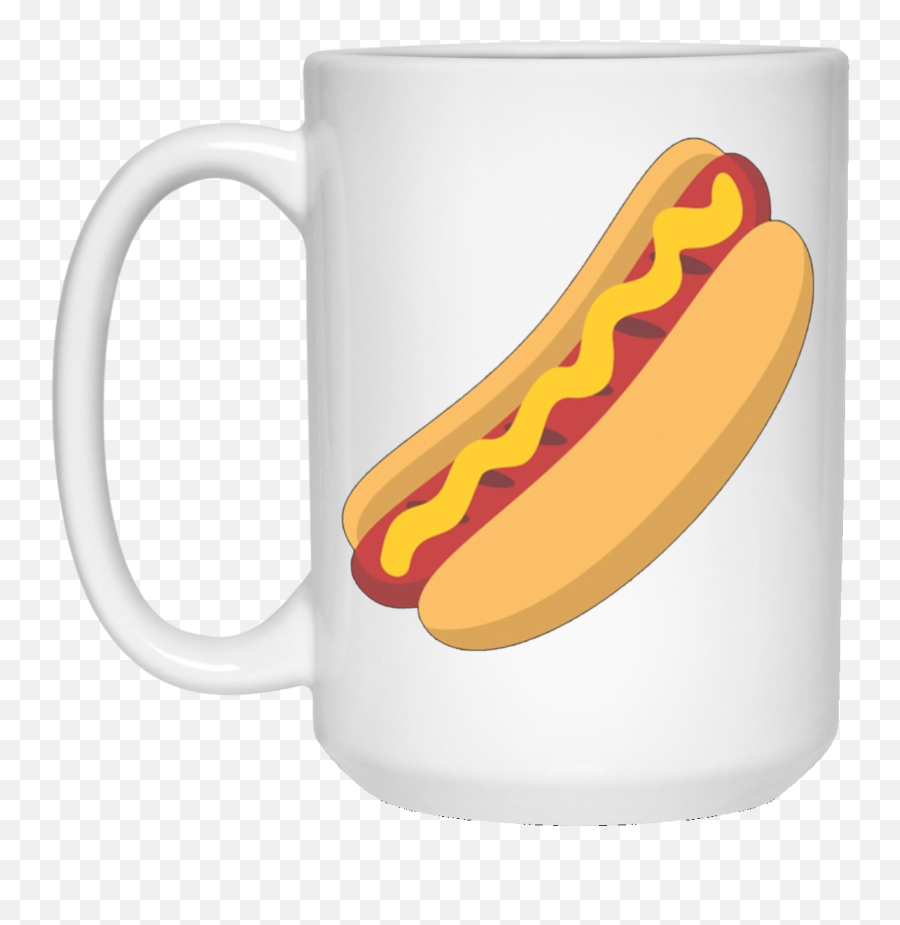 Hot Dog Emoji Bbq Emoticon Wiener Bun Sausage 15 Oz - Cartoon Hot Dog Png,Stoned Emoji