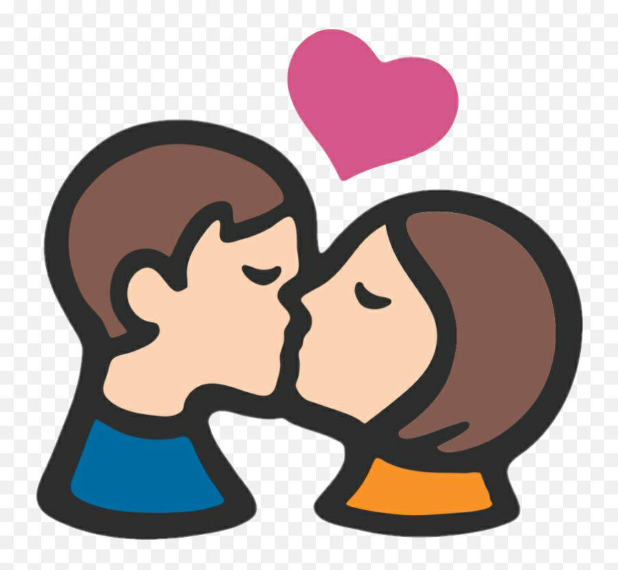 Boyfriends Heart Love Couple Kiss Kisses Kissing Emoji - Girl And Boy Kissing Emoji,Kisses Emoji