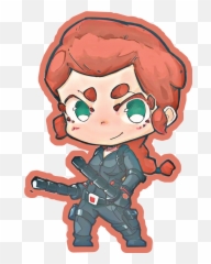 Black Widow Chibi Fan Art Sticker - Black Widow Chibi Emoji,Black Widow Emoji