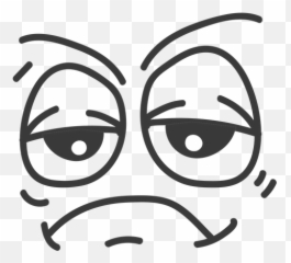 Bored Emoticon Face Cartoon - Line Art Emoji