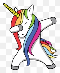 Dabbing Unicorn Clipart - Transparent Png Emoji