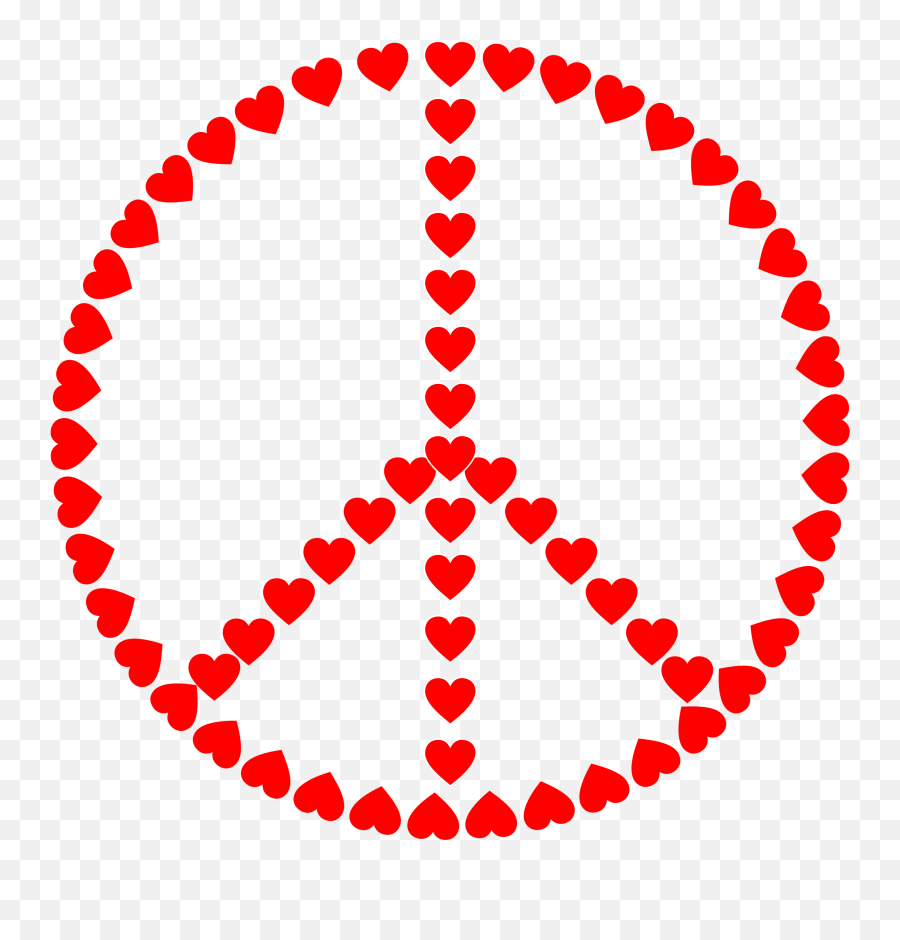 Clipart Peace Sign Love - Peace Sign With Hearts Clipart Emoji,Peace Emoji Png