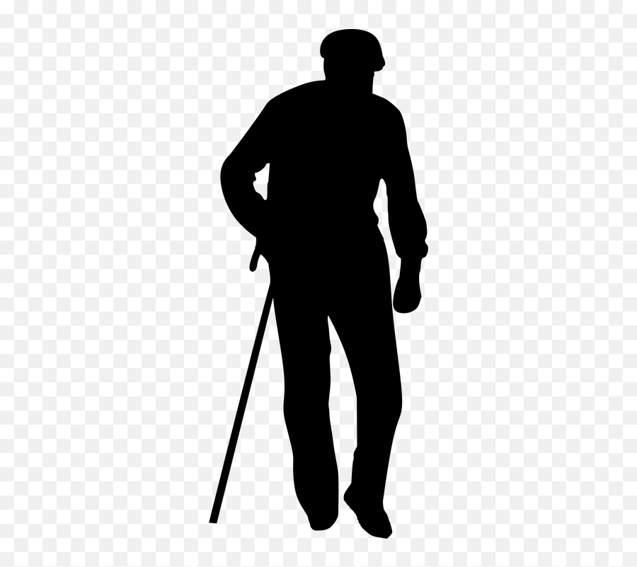 Silhouette Old Man Senior Walking - Transparent Old Man Silhouette Emoji,Old Man With Cane Emoji