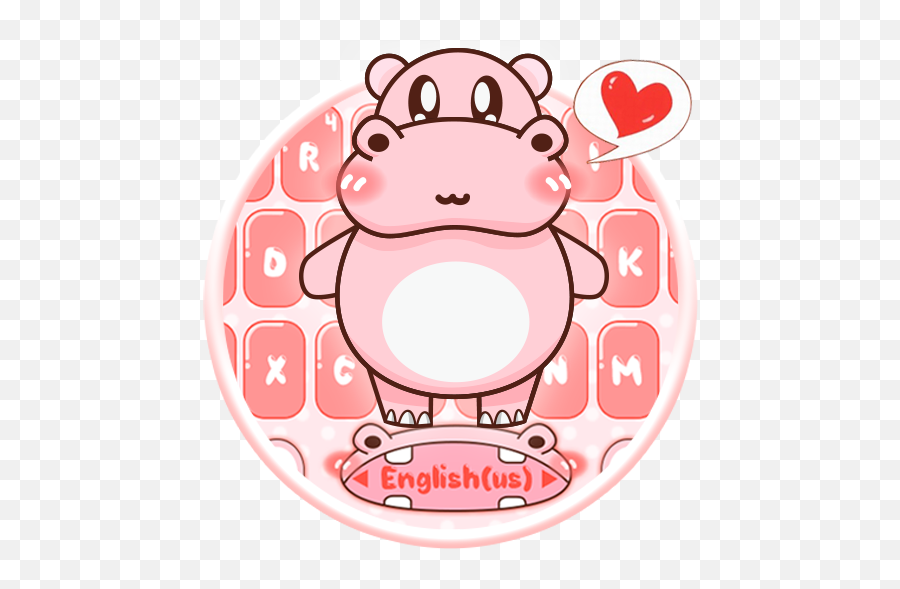 Pink Cute Hippo Keyboard Theme - Cartoon Emoji,Hippo Emoji
