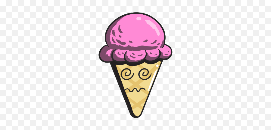 Cartoon Cone Cream Emoji Ice Icon - Ice Cream Cartoons Vector Png,Pink Emojis To Copy