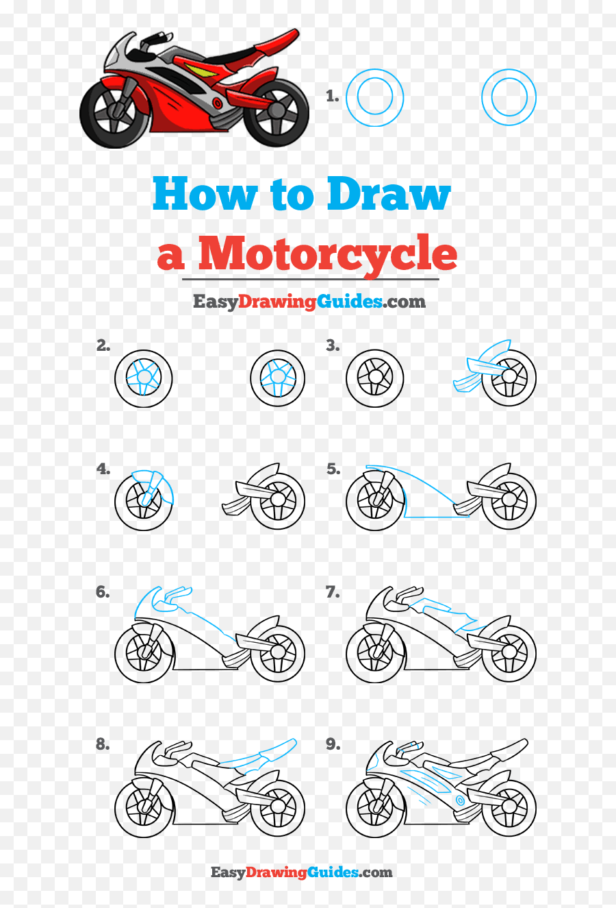 How To Draw A Motorcycle - Really Easy Drawing Tutorial Draw Pennywise Easy Step By Step Emoji,Biker Emoji