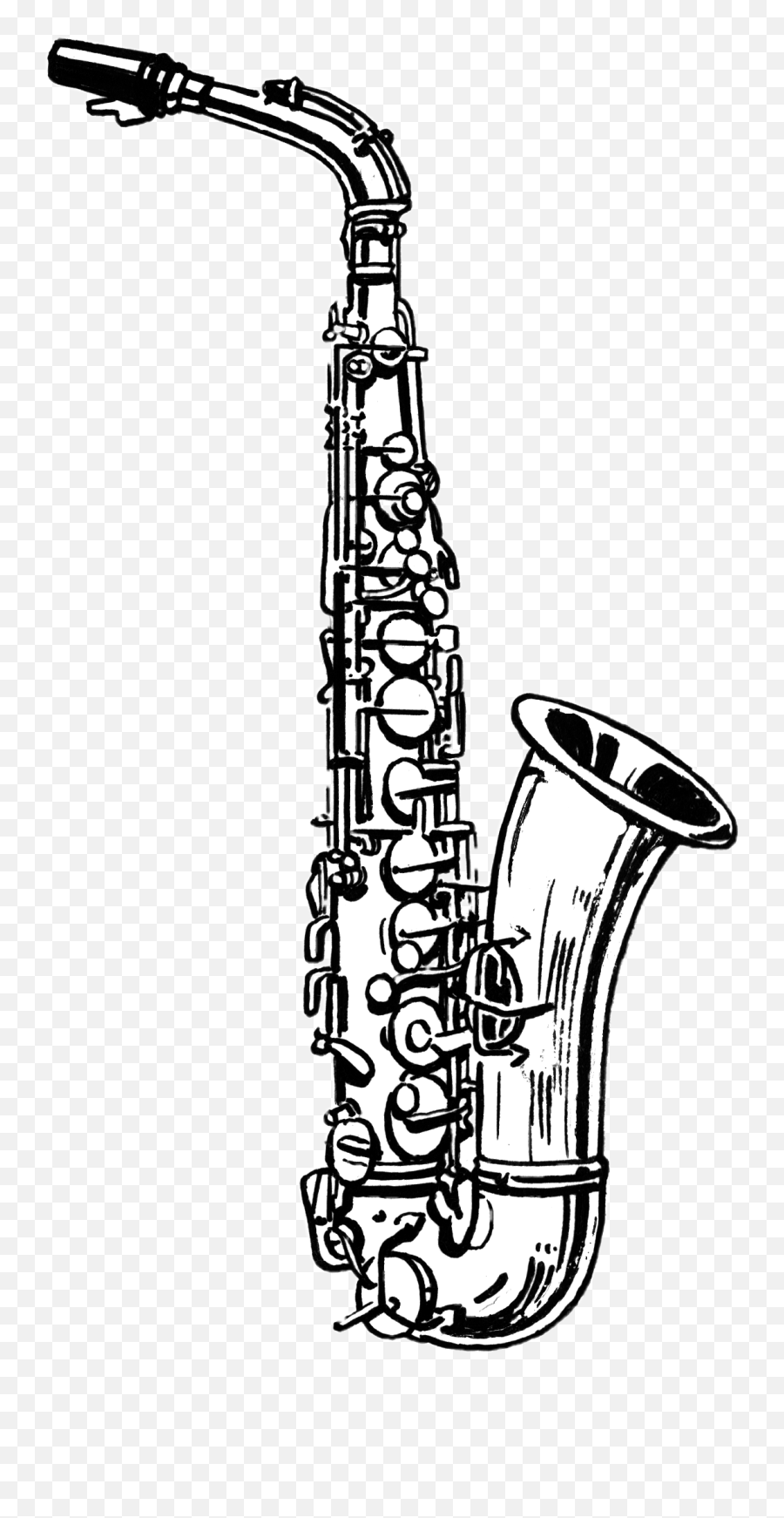 Sax Jazz Saxophone Music Drawn - Saxophone Black And White Emoji,Sax Emoji