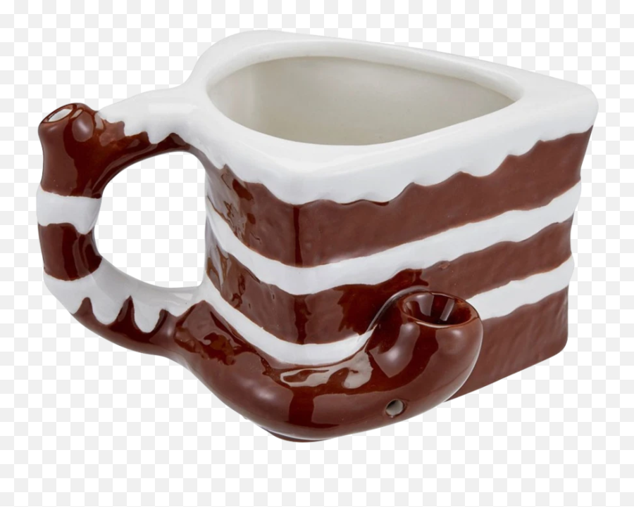 Chocolate Cake Ceramic Mug Pipe - Mug Emoji,Chocolate Cake Emoji