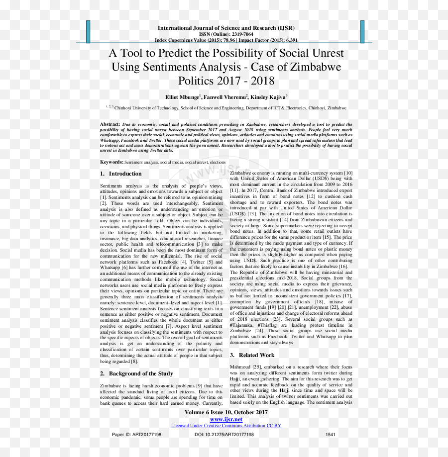 Pdf A Tool To Predict The Possibility Of Social Unrest - Sentiment Analysis Research Paper 2018 Emoji,Zimbabwe Flag Emoji