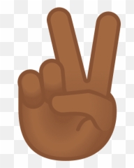 Victory Hand Emoji Clipart - Black Peace Sign