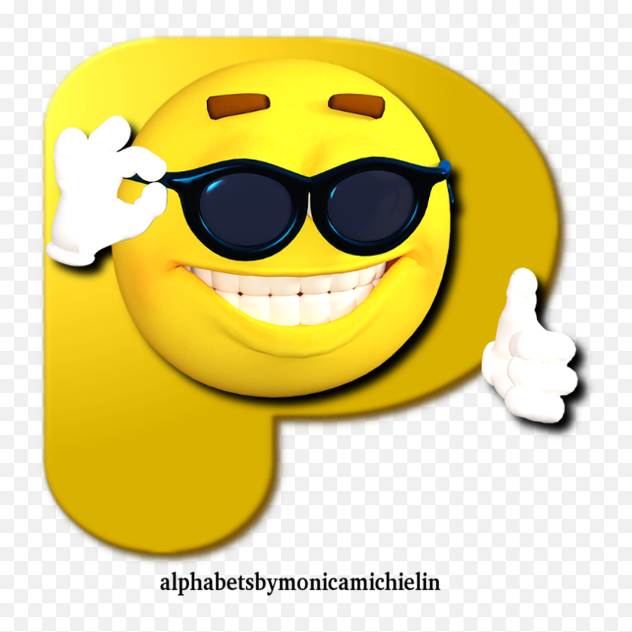 Yellow Smile Sunglasses Alphabet Emoji - Clipart Thumbs Up Emoji,Emoji P