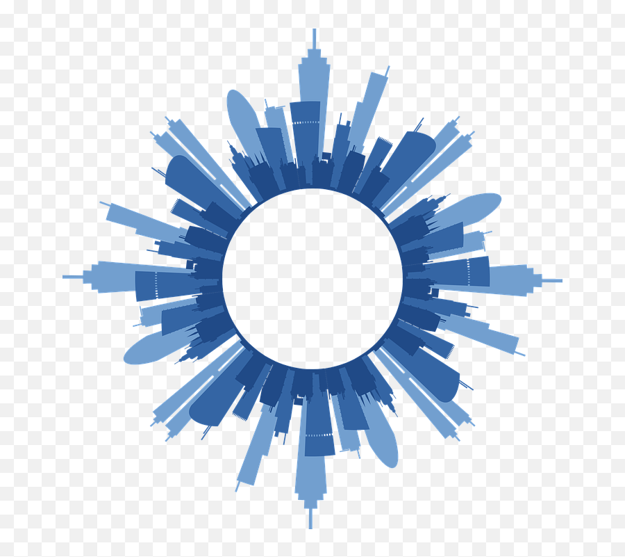 Free Skyline City Illustrations - Buildings On A Circle Png Emoji,Flag Man Food Tv Emoji