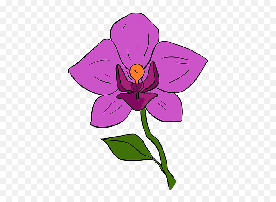 Really Easy Drawing Tutorial - Want To Draw A Orchid Flower Easily Emoji,Orchid Emoji