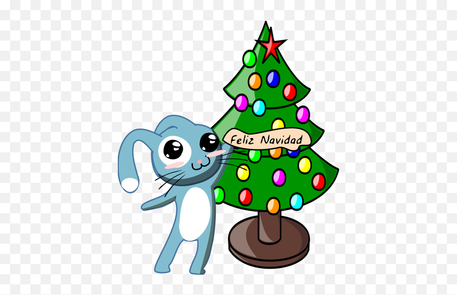 Bunny And Christmas Tree - X Mas Tree Clipart Emoji,Emoji Christmas Ornaments