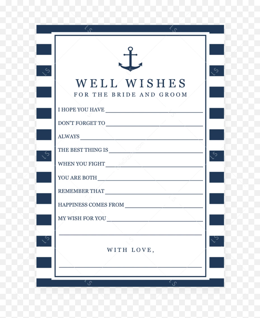 Well Wishes Cards For The Bride - Bridal Shower Game Beach Theme Emoji,Wishing Well Emoji