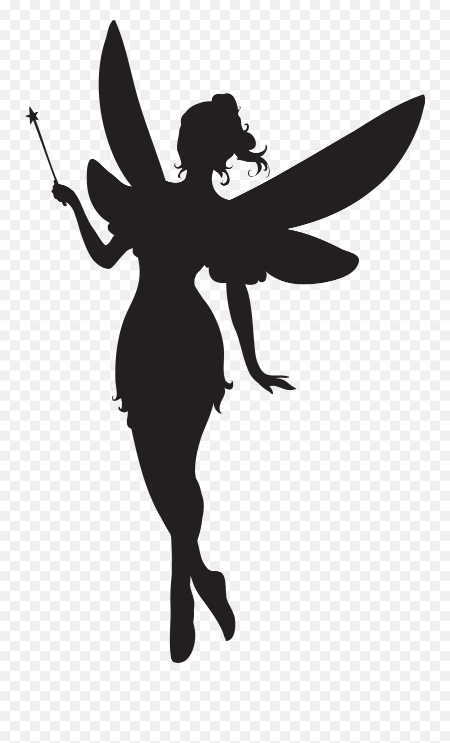 Silhouette Wand Free Download Png Hq - Transparent Background Fairy Silhouette Png Emoji,Magic Wand Emoticon