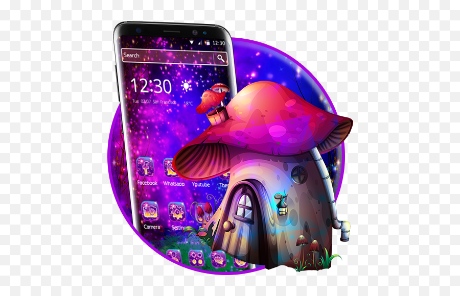 Neon Purple Magical Mushroom Theme - Mushroom House Png Clipart Emoji,Bored Button Emoji Quiz
