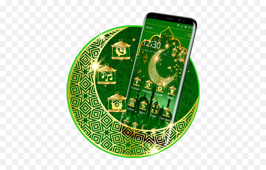 Green Moon Star Ramadan Theme - Illustration Emoji,1001 Stars Emoji