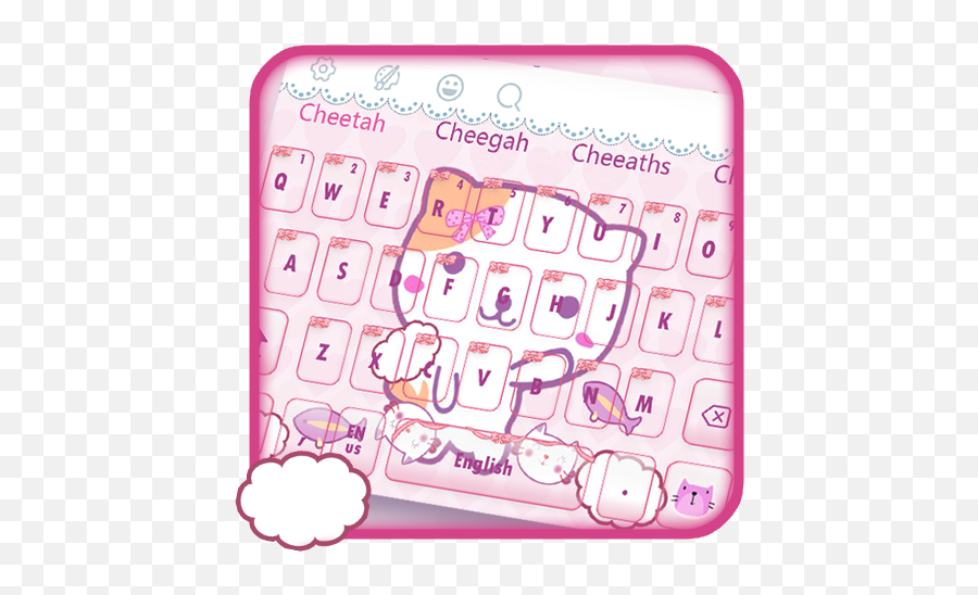 Cute Pink Kitty Cat Keyboard Theme App - Illustration Emoji,Cat Emoticon With Keyboard