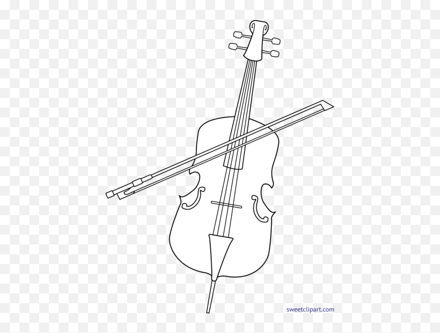 Transparent Violin Clipart Black And White - Cello Cartoon Black And White Emoji,Cello Emoji