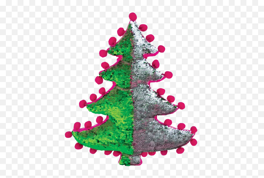 Christmas Tree Reversible Sequin Pillow - Christmas Ornament Emoji,Emoji Xmas Tree
