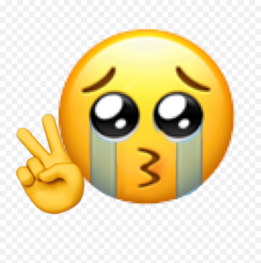 Sad Emoji Cry Crying Sticker By Elliepainter8 - Crying Peace Emoji,Crying Smile Emoji