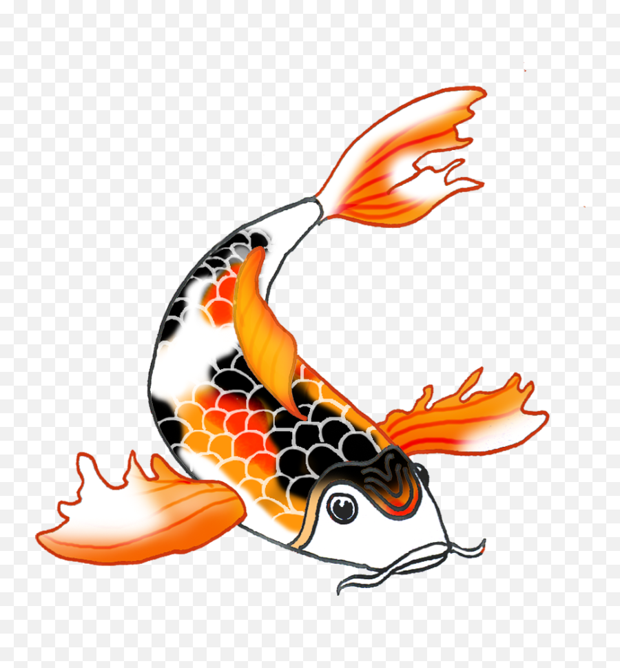 Black Orange Koi Fish - Koi Fish Clip Art Emoji,Fish Emoticon