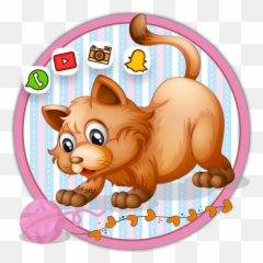 Cute Cat Cartoon Theme - Gato Comiendo Raton Animado Emoji