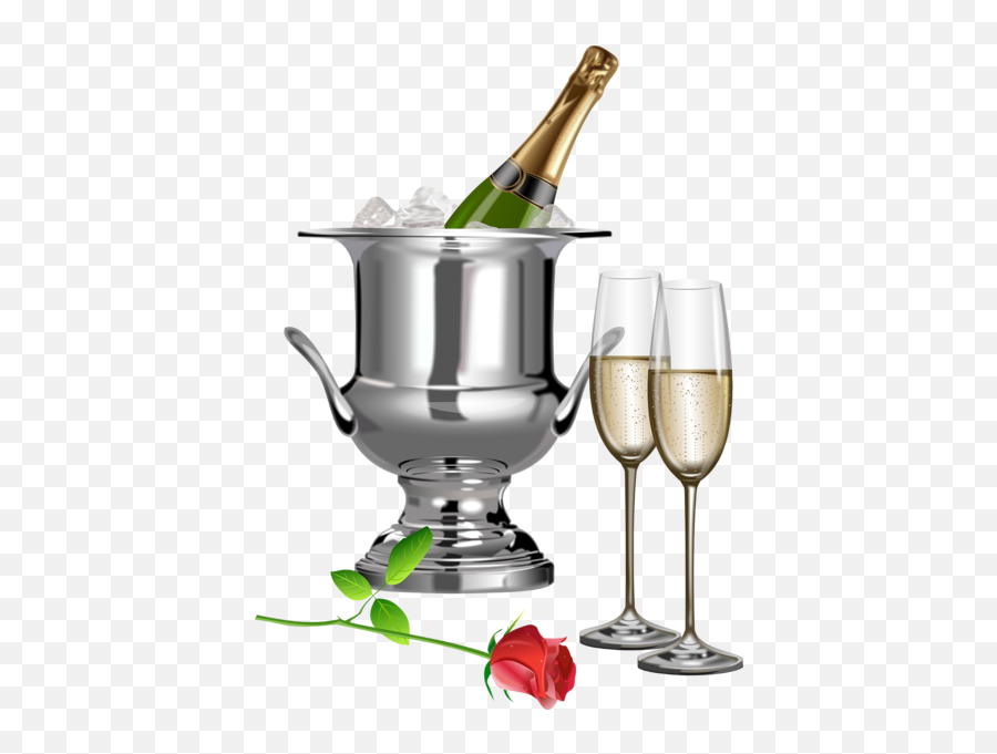 Champagne Champagne Flutes And Rose Transparent Clipart - Champagne Glasses And Bottles Emoji,Champagne Emoji
