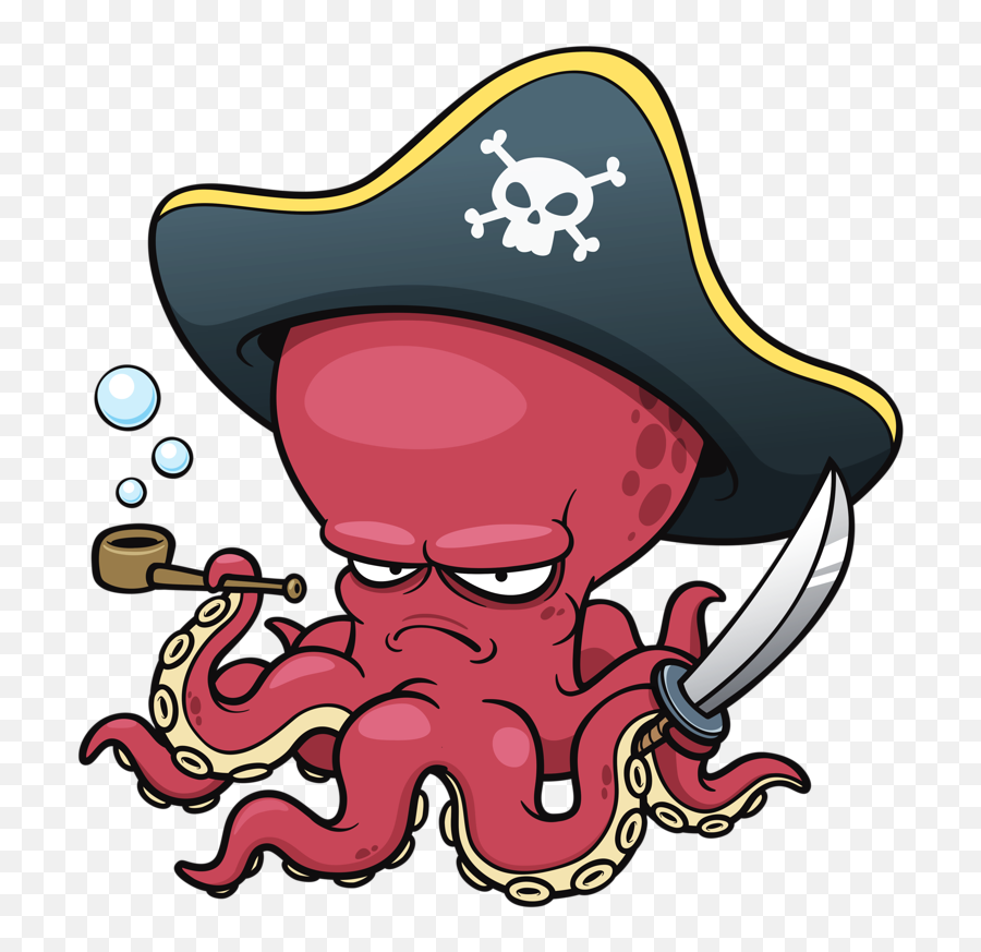 Octopus Clip Art Pirate Transprent Png Free - Cartoon Octopus Cartoon Emoji,Squid Emoticon