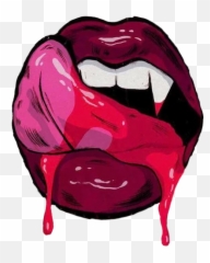 Vampire Fangs Mouth Tongue Blood - Illustration Emoji