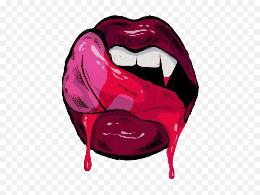 Vampire Fangs Mouth Tongue Blood - Illustration Emoji,Fangs Emoji