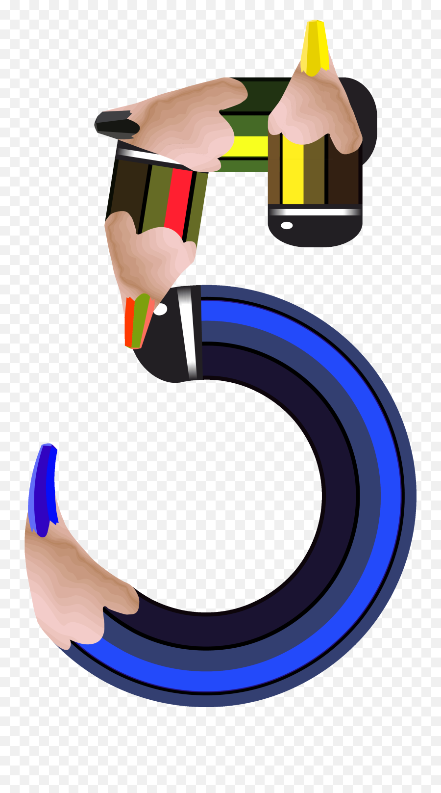 Pencil Numbers Clipart - Number Five Cartoons Png Emoji,Pencil Emoji Png