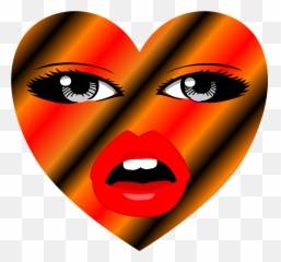 Heart Face Red Eyes Mouth - Corazon Con Cara Png Emoji