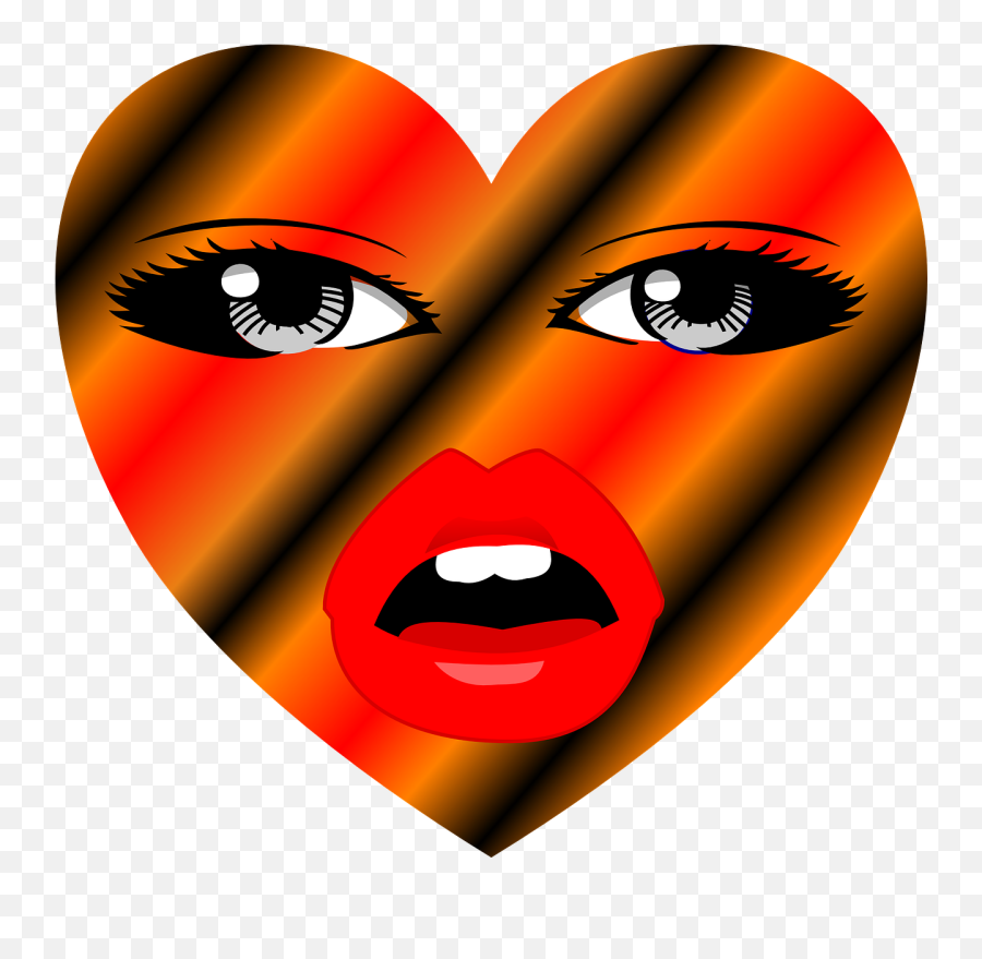 Heart Face Red Eyes Mouth - Corazon Con Cara Png Emoji,Heart Eye Emoji Copy