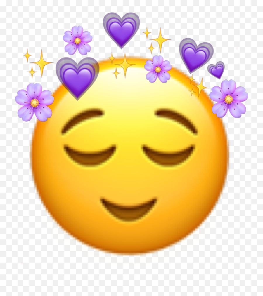 Relax Emoji Emojiiphone Yellow Flower Purple Crown - Smiley,Relax Emoji